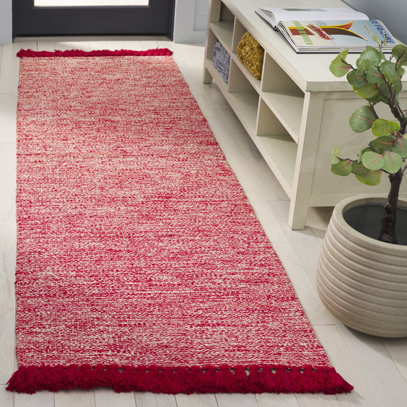 Waloo Hand Woven Cotton Chevron Rug, Runner 2'3" x 7'