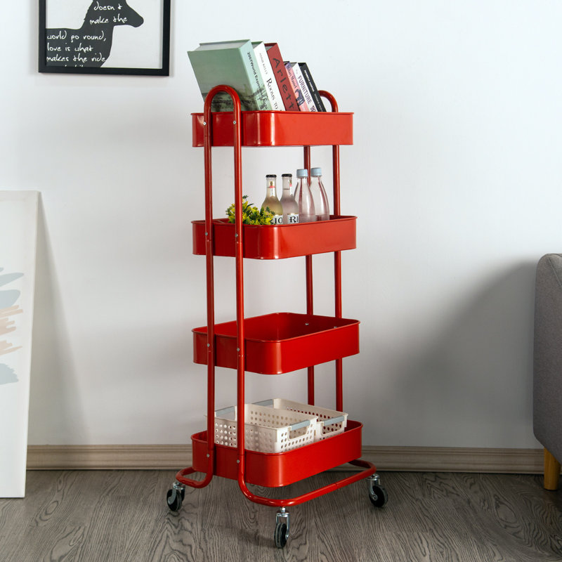 42.9'' H x 17.7'' W Utility Cart with Wheels, Red