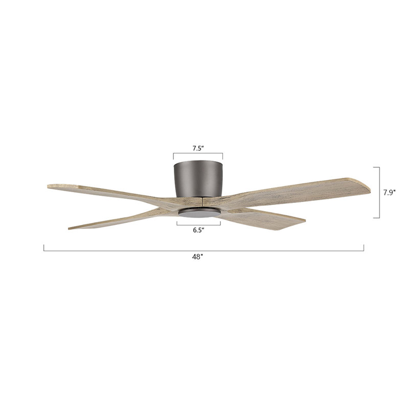 Avagail 54-inch 4-Blades Indoor Ceiling Fan with Remote, 48" L x 7.9" H, Grey/Wood