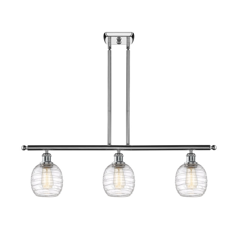 Luminaire suspendu linéaire à 3 lumières pour îlot de cuisine Carlucci, Ampoule non incluse, Chrome poli