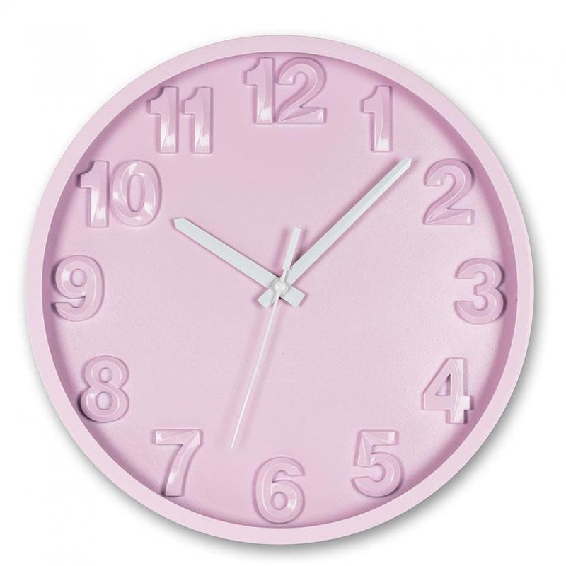 Horloge murale 12 po Fillingham, Rose / blanc