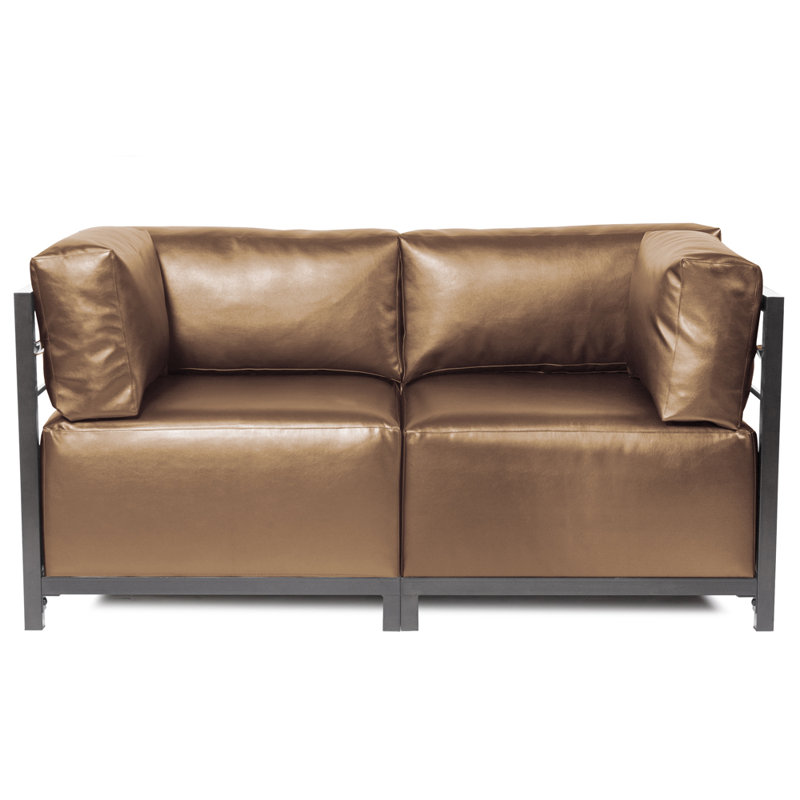 Woodsen 65'' Faux Leather Loveseat, Titanium, Mercury Faux Leather