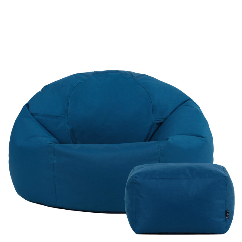 icon Adult Classic Beanbag Outdoor Waterproof Bean bags Ready Filled - Black, 50cm H x 85cm W x 85cm D, Teal Green