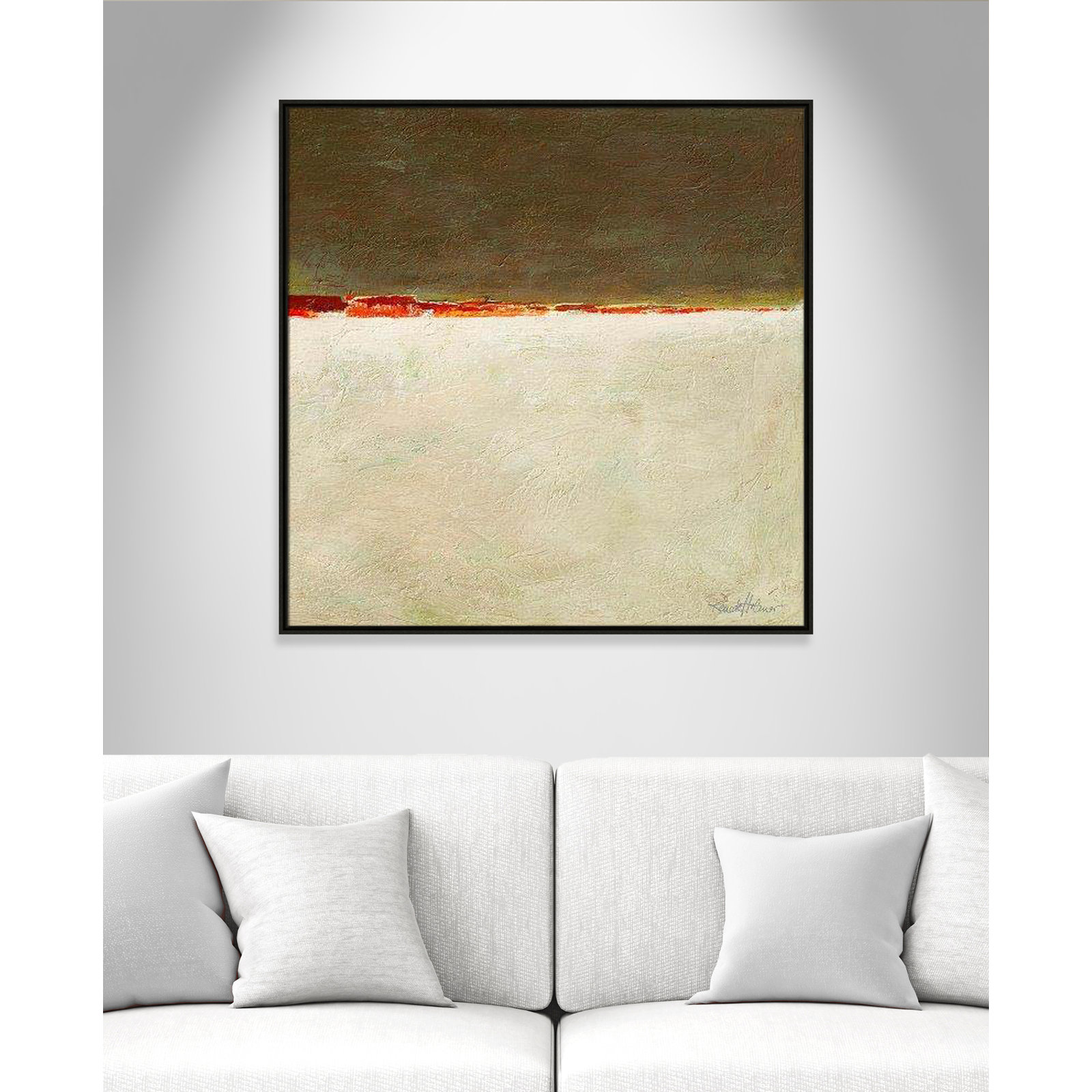 Orange Horizon I by Renate Holzner, Espresso Framed, 37.5'' H x 37.5'' W x 2'' D