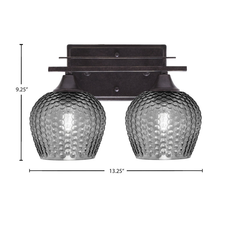 Ontario 13.25 in. Dark Granite Vanity Light with Smoke Glass Shades