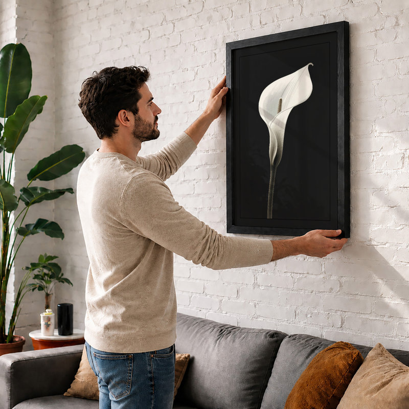 Luminous Calla Lily Botanical - Framed Print, A3 - 42.0 x 29.7 cm, White