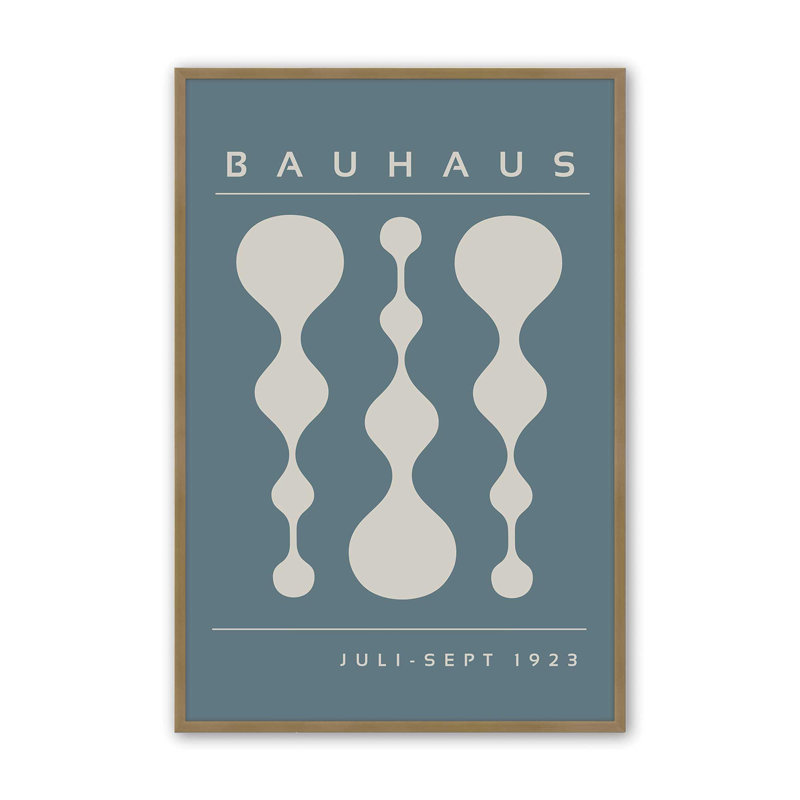 Strom Blue Retro Bauhaus, affiche II, H 17,25 po x l 13,25 po x P 1,25 po, Or brossé