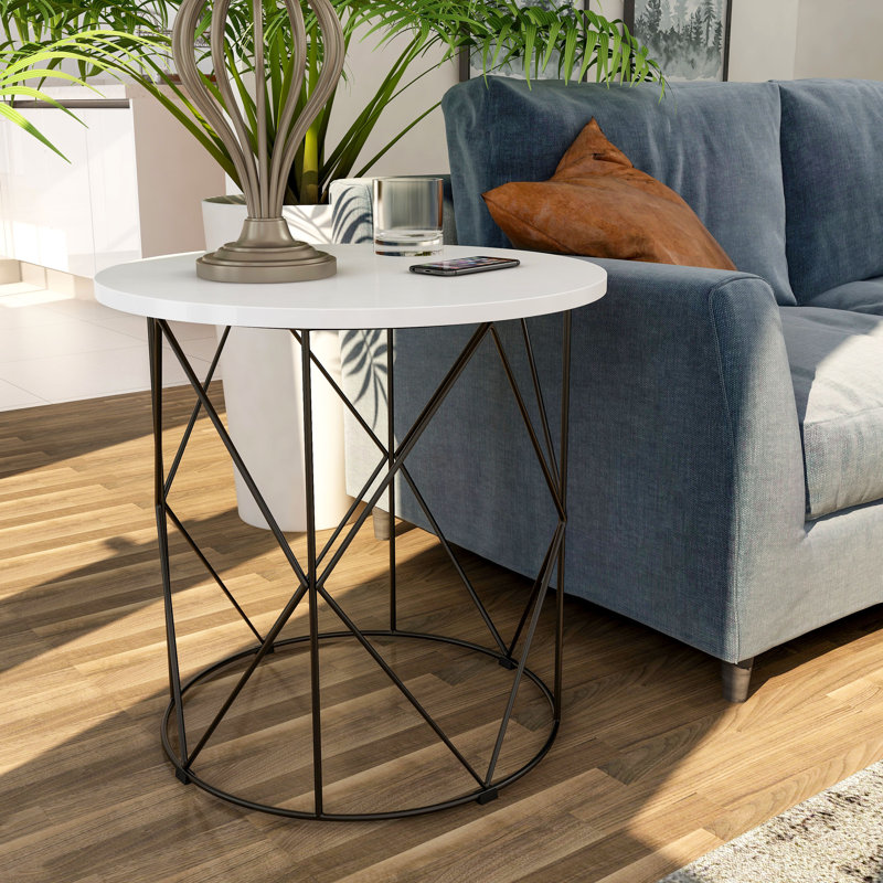 Table de bout Arcadia, Blanc / Noir