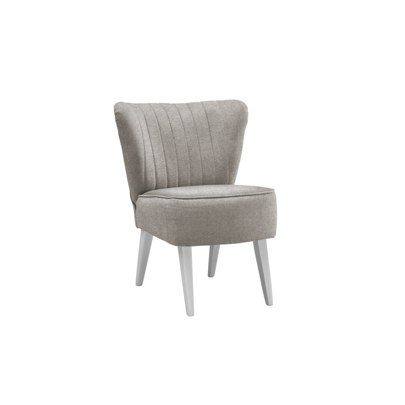 Brittnany Upholstered Slipper Chair, Light Grey, White