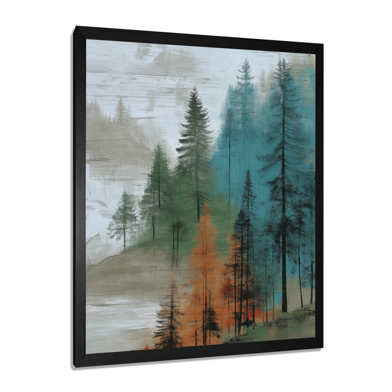 «Winter Pine Tree Forest At Goat Rock Beach», art mural sur toile vert en Californie, H 20 po x l 12 po, Cadre photo unique