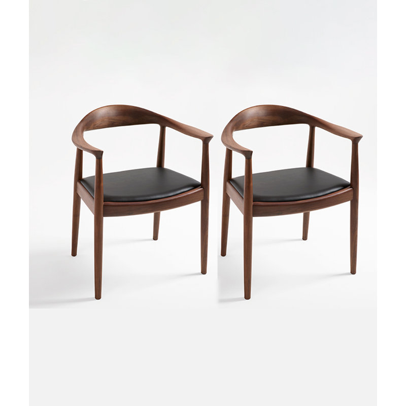 Chaise de salle à manger avec accoudoirs et dossier en bois de frêne massif italien
