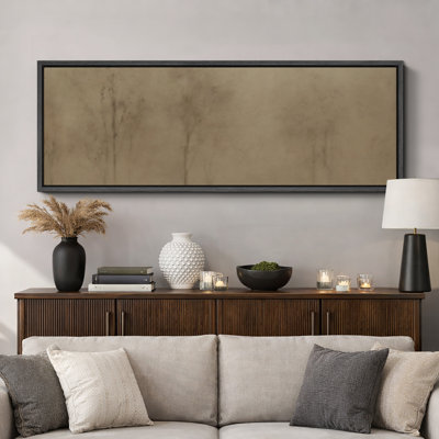 «Minimal Landscape Abstract Minimalist Foggy Trees Silhouette», reproduction encadrée sur toile