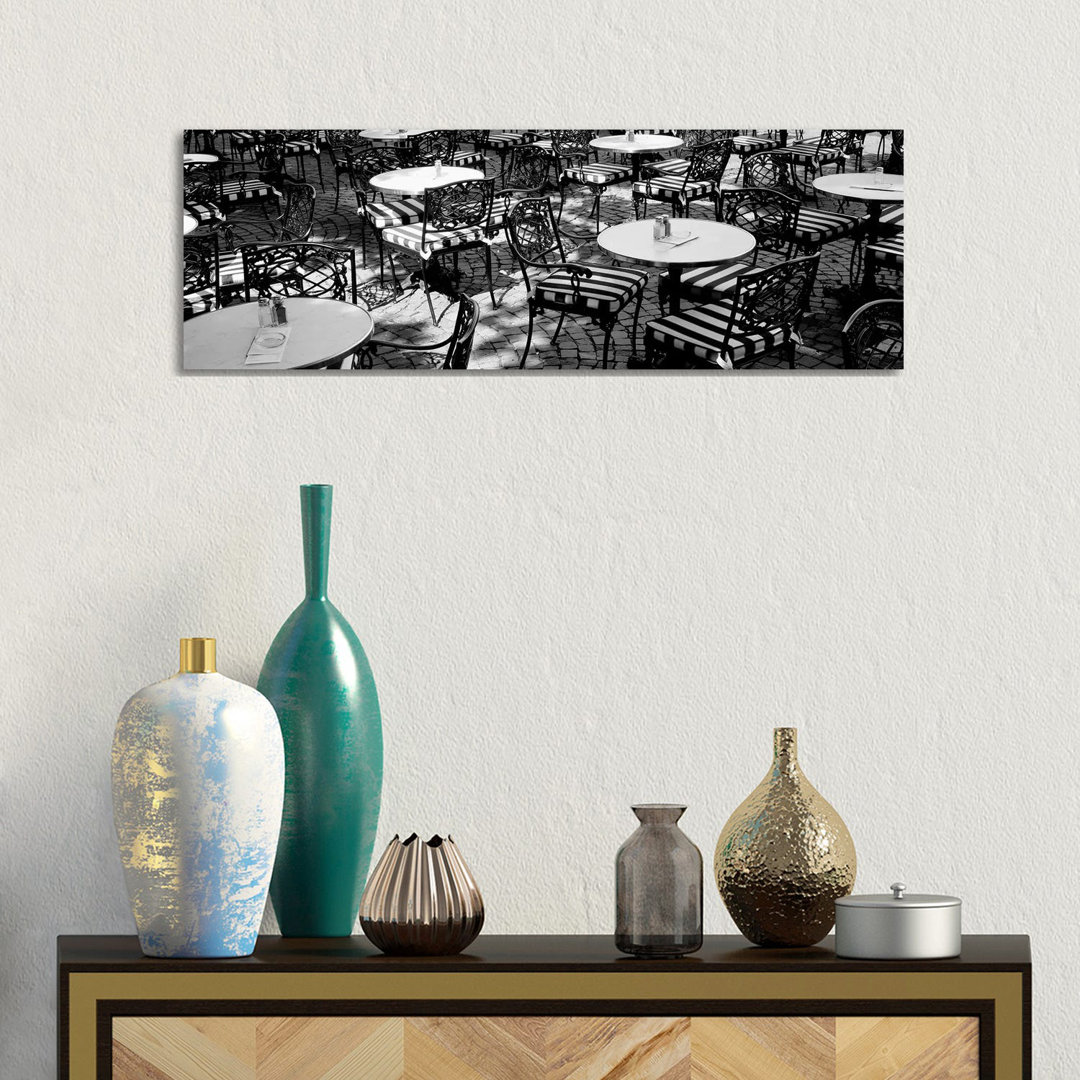 Street Cafe, Frankfurt, Germany - Wrapped Canvas Panoramic Print