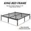 Structure de lit de 18 po pour très grand lit - plateforme en métal robuste de très grande taille, sans sommier tapissier, robuste, facile à assembler, capacité de 1200 lb, rangement sous le lit, noir-131434661