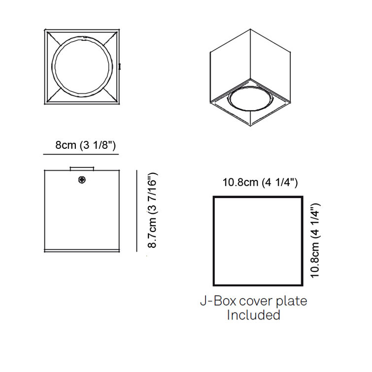 Dau Spot 1 - Light 3.125" Simple Square Flush Mount