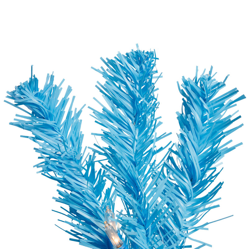 Pre-Lit Medium Pine Artificial Christmas Tree - Sky Blue - Clear Lights, 4'