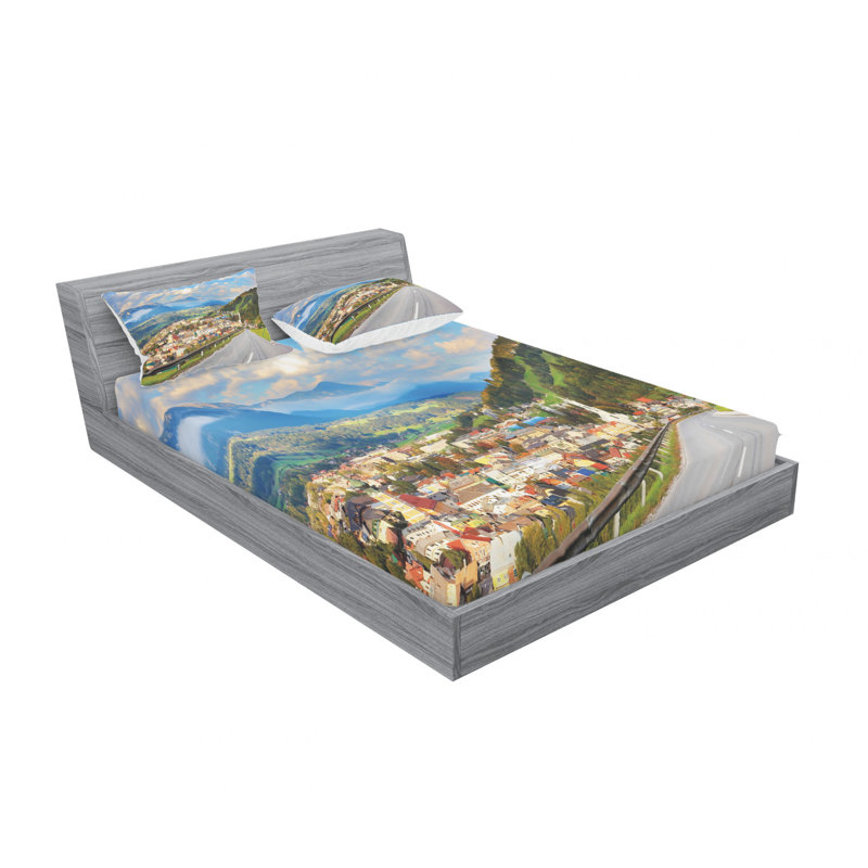 Ensemble de draps Road in the alpes, Ensemble de draps pour lit double avec un drap-hou