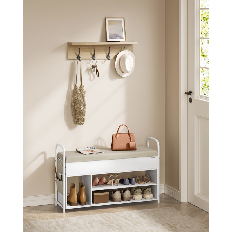 8 Pair Shoe Storage Bench, Cloud White