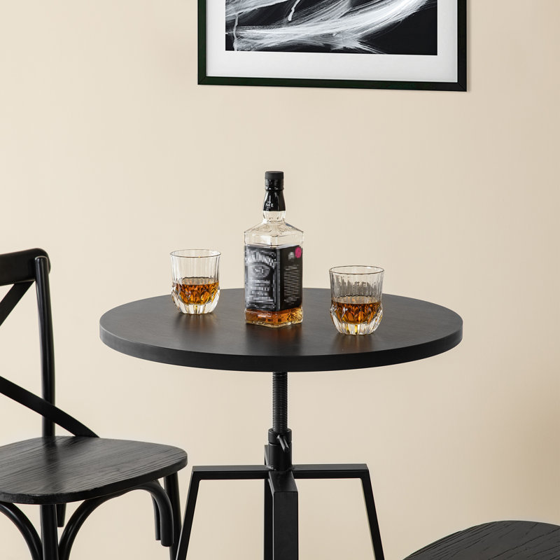 Carreira Modern Adjustable Round Bar Table Pub Table, Black