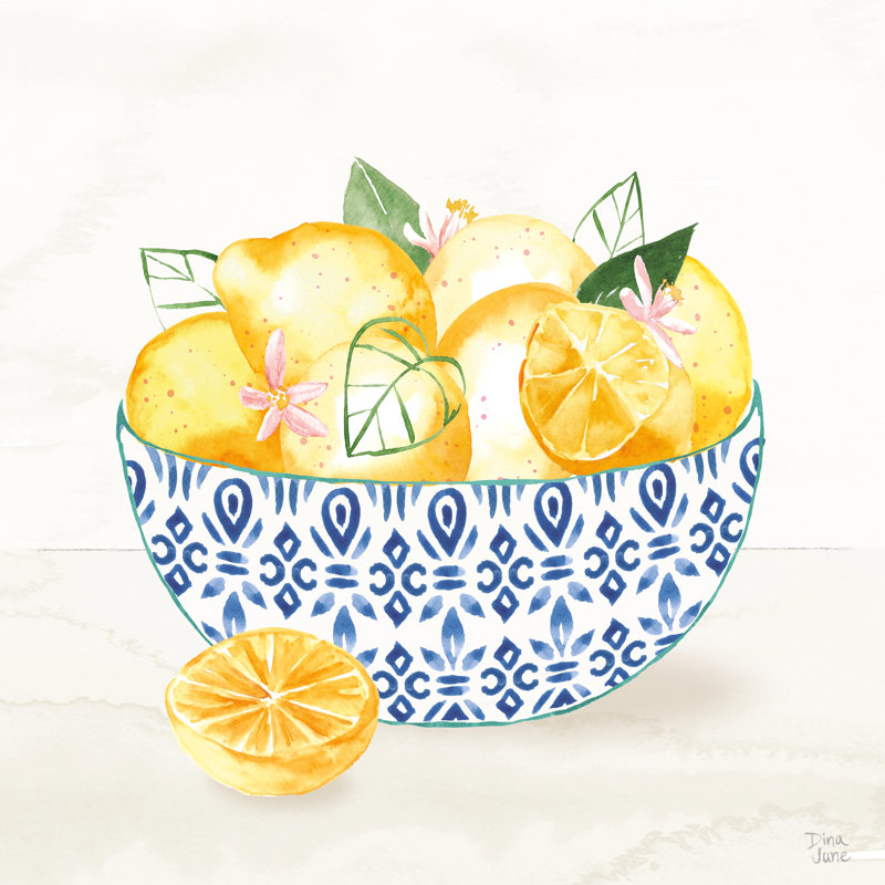 Citron Traditions II par Dina June - reproduction sur toile tendue, H 30 po x l 30 po, Impression avec cadre érable, Oui
