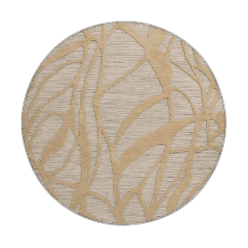 Tapis brun abstrait intérieur et extérieur, Rond 5 pi