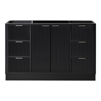 Haun 54'' Solid Wood Single Bathroom Vanity Base Only, Base Cabinet without Top in Black