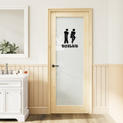 Porte en verre givré 32 "x 80" à 1 litre en bois de pin givré, dalle d'intimité en verre, pouvant être peinte et imperméable, combinaison pour porte de toilette