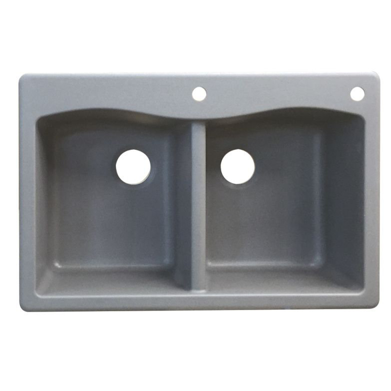 Évier de cuisine à double cuves l 33 po x l 22 po Aversa, 2 trous, Gris