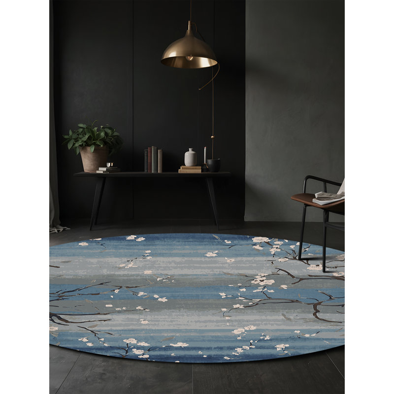 Tapis gris lavable à la machine, Rond 4 pi