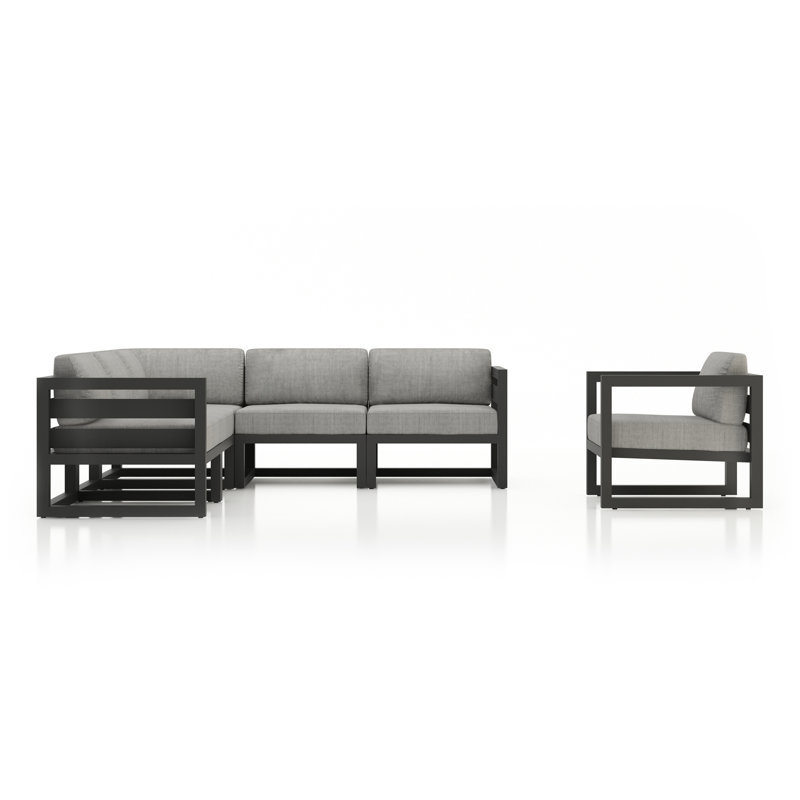 Avion 6 Piece Sectional Set - Black, Slate, Cast Silver Sunbrella®