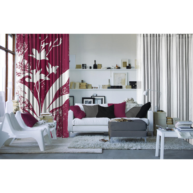 Rideau en polyester Streicher, Cramoisi / blanc