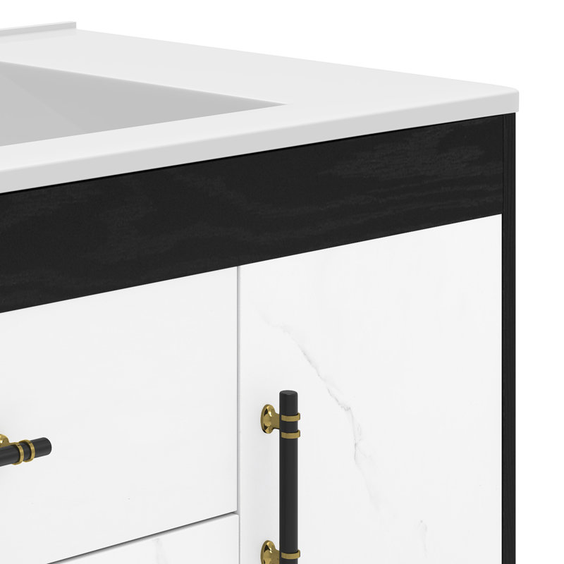  Meuble-lavabo mural 36 po avec motif en marbre et plateau en résine