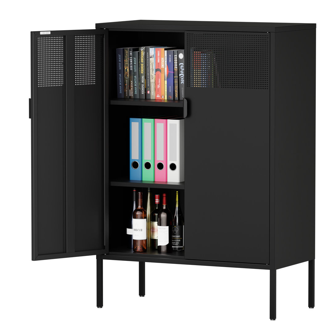 Leslly 31.5'' Wide 3 - Shelf Storage Cabinet Ebern Designs 