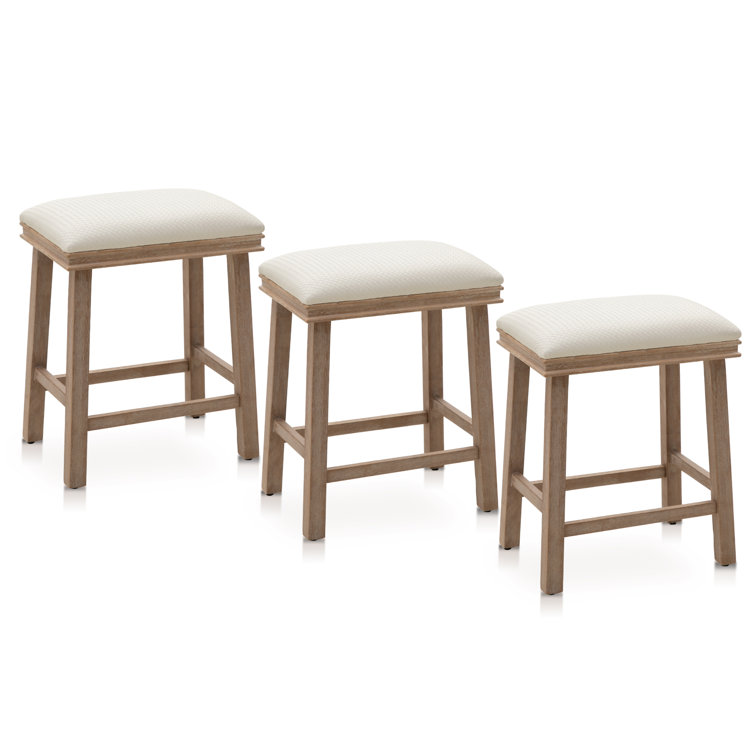 24" Backless Kitchen Counter Stool With Sponge Upholstery(set Of 3)