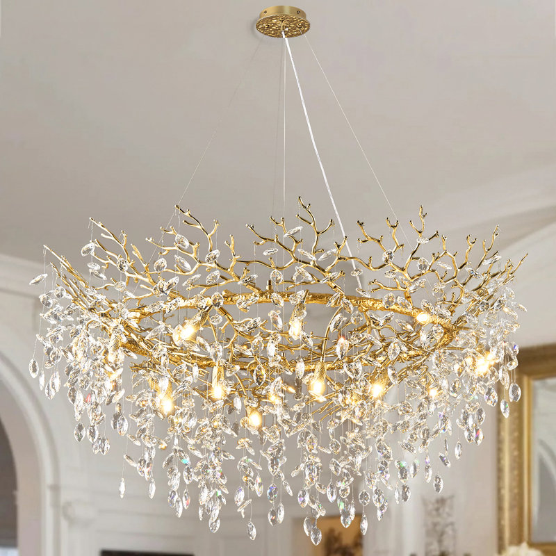 14 - Lustres modernes de 47 po avec branches en cristal, Doré