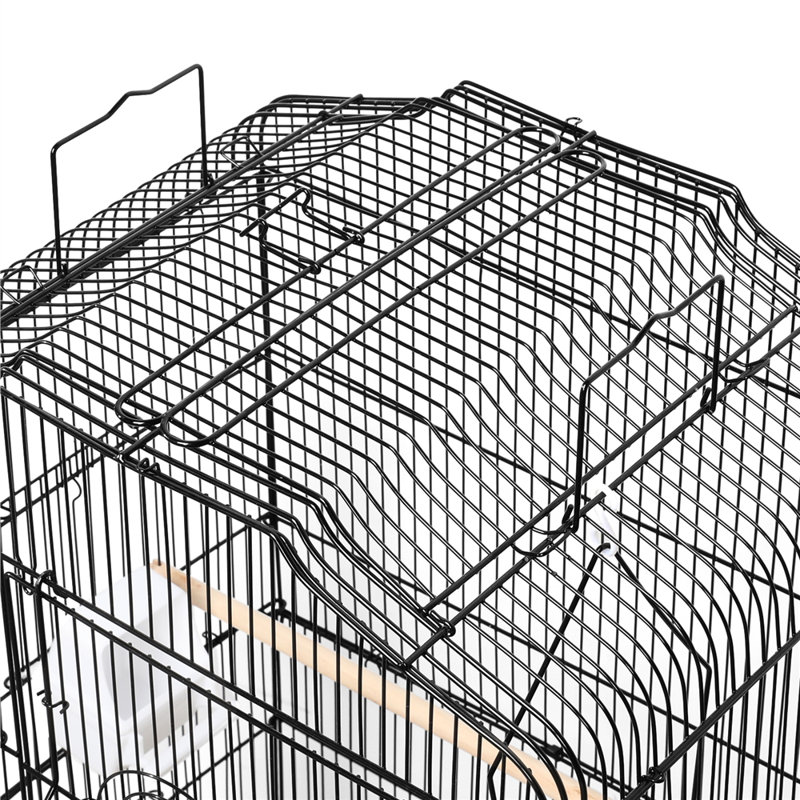 Color 35cm Steel Play Top Floor Bird Cage with Wheels, Black 