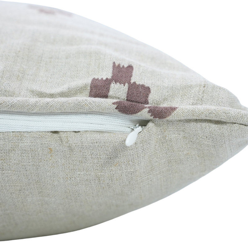 Coussin en lin fabriqué à la main de première qualité à motif de passepoil pour divan Fab Fabine - Barfi, Carré 24 po