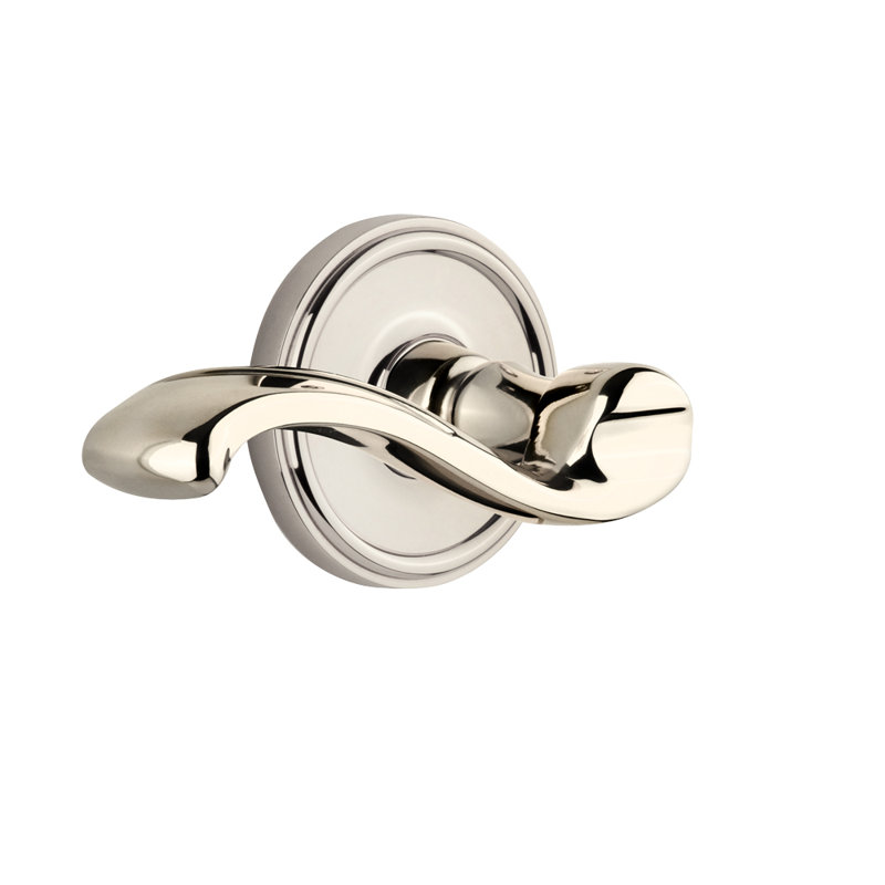 Grandeur Georgetown Rosette Passage with Portofino Lever, 2 3/8", Polished Nickel, Left Handed