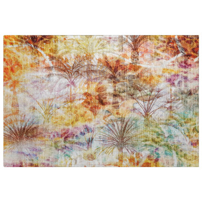 Premium Machine Washable Dream Shag ADS210 Palms Rug