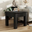 Natural Solid Wood End Table With Diamond Pastoral Pattern Inlay Design, Concealed Handle Drawer Nightstand -452198324