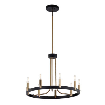 9 - Light Dimmable LED Wagon Wheel Chandelier