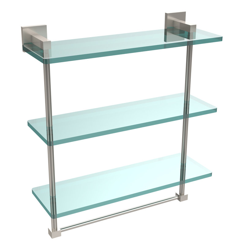 Haranu 3 Piece Tiered Shelf with Towel Bar, Satin Nickel