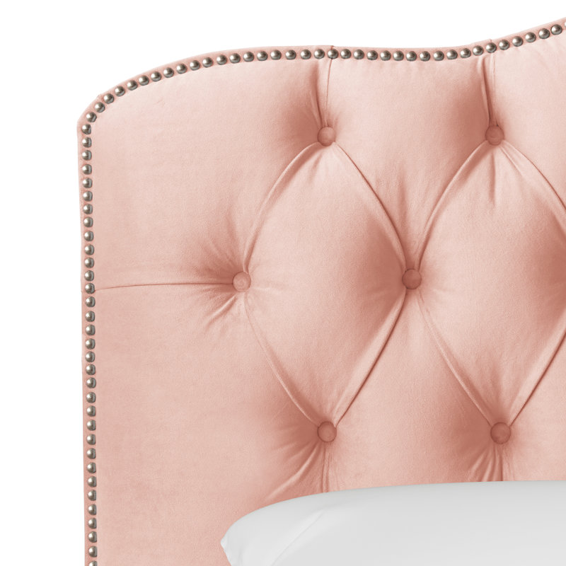 Tête de lit tapissier Aurkene, Simple, Rosé velouté