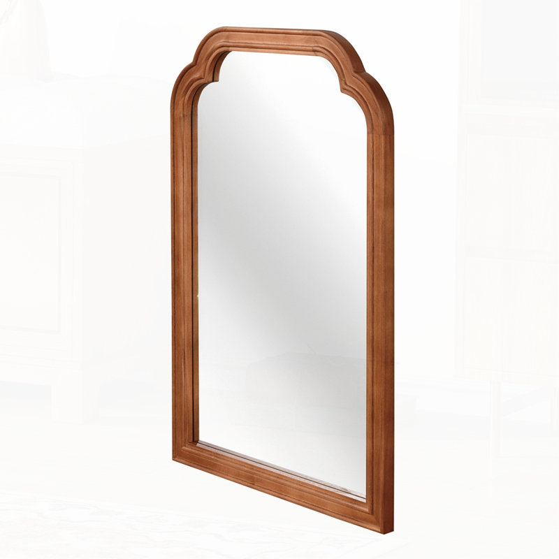 Solid Wood Frame Rounded Corner Decorative Mirror, 24" x 1", Yellow Brown