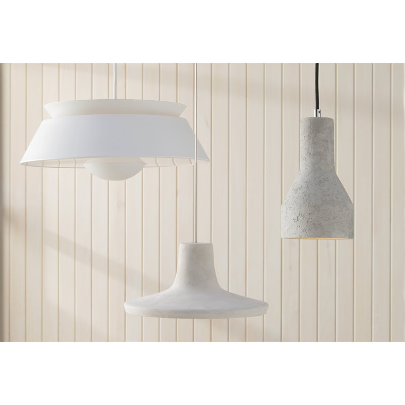 Luminaire suspendu conique à 1 lumière Burwinda, Nickel satiné, Blanc