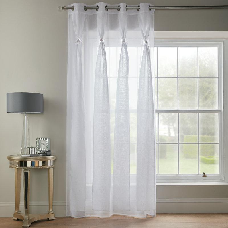 Eoin Diana Eyelet Sheer Curtain Panel, 144 W x 182 D cm, White