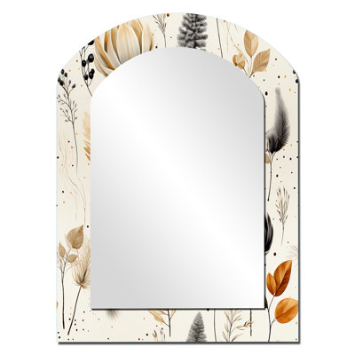 Fleurs géométriques grises et beiges - Miroir mural gris moderne