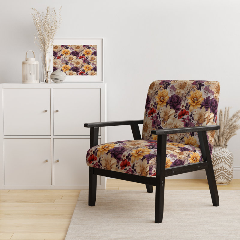 Chaise de jardin mauve et éclectique en velours mauve et jaune