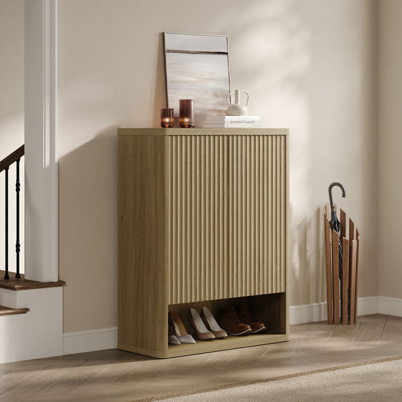 Cesiro 24-Pair Shoe Storage Cabinet, Natural Oak, Individual