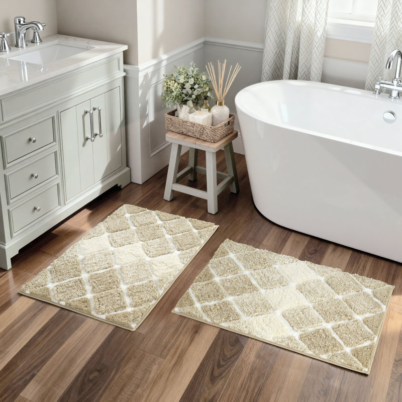 Tapis de bain en microfibre surdimensionné Spa - paquet de 1 ou 2 24 po x 36 po, Beige